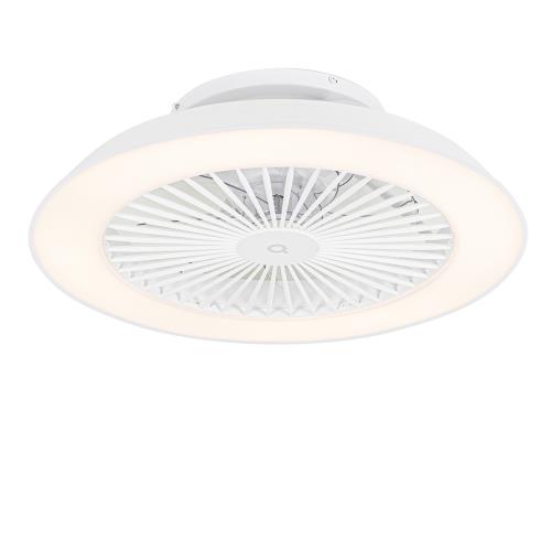 Chytrý stropní ventilátor bílý 59,5 cm vč. LED stmívatelný s dálkovým ovládáním - Deniz