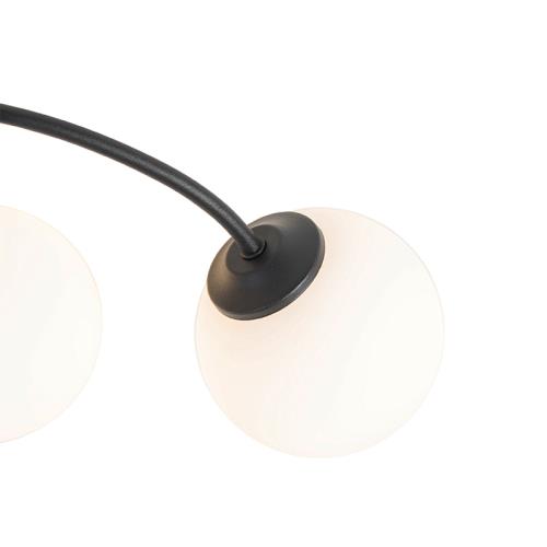 Moderní stropní svítidlo černé s opálovým sklem 6-světlo - Atény