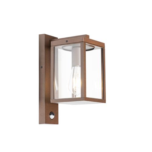 Venkovní nástěnná lampa rezavě hnědá s detektorem pohybu IP44 - Charlois