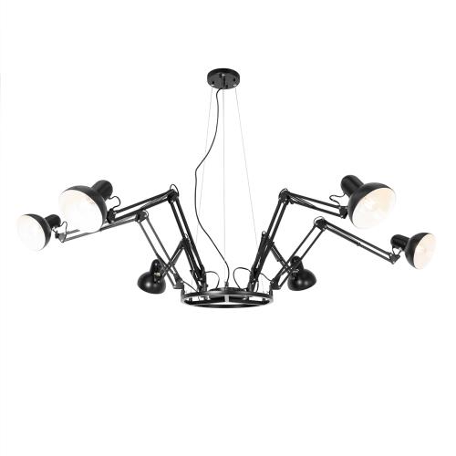 Průmyslové závěsné svítidlo černé 6-světlo nastavitelné - Hobby Spinne