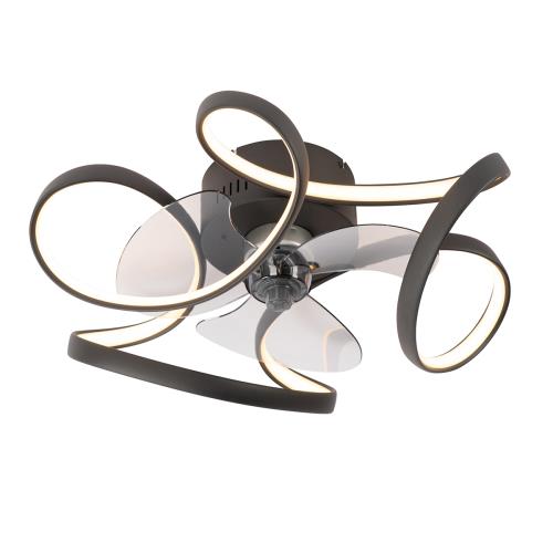 Stropní ventilátor černý 55 cm vč. LED stmívatelný s dálkovým ovládáním - Mandy