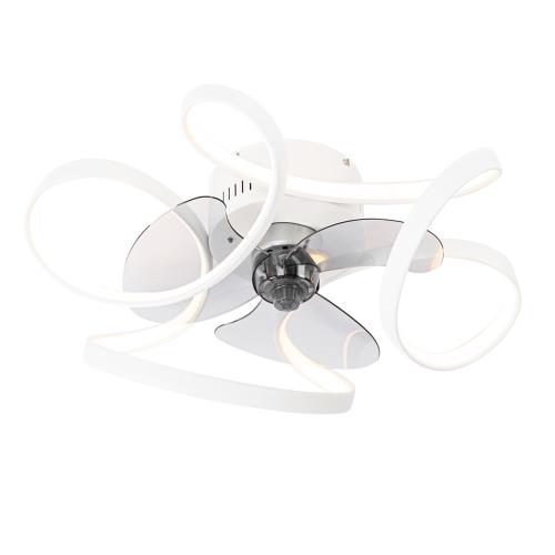 Stropní ventilátor bílý 55 cm vč. LED stmívatelný s dálkovým ovládáním - Mandy