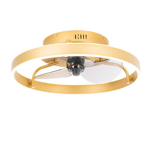 Stropní ventilátor mosazný 50 cm vč. LED stmívatelný s dálkovým ovládáním - Maddy