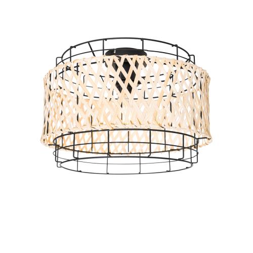 Orientální stropní svítidlo černé s bambusovým dekorem - Irena