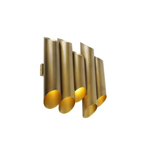 Průmyslová nástěnná lampa mosazná 10-světlo - Whistle