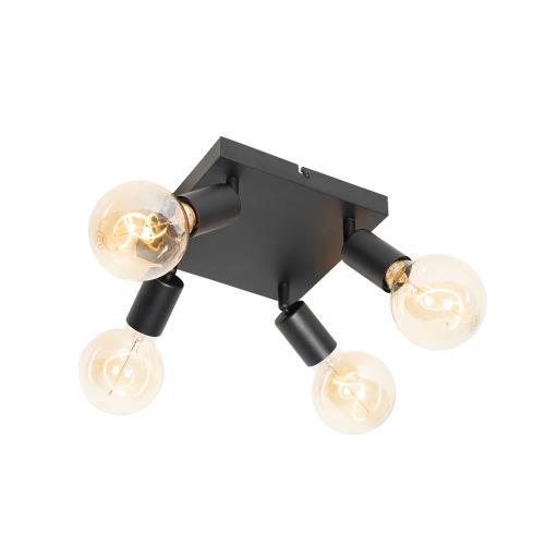 Moderní bodové svítidlo černé čtvercové 4-světlo - Facil