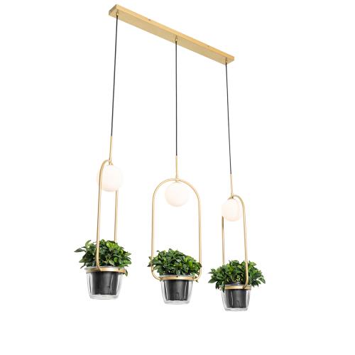 Art Deco závěsné svítidlo zlaté s bílým sklem 3-světlo - Isabella