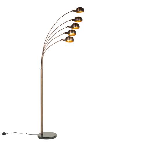 Designová stojací lampa tmavě bronzová se zlatem 5-světlo - Sixties Marmo