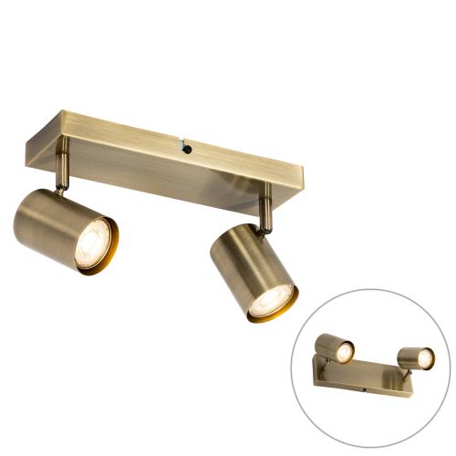 Moderní stropní svítidlo bronzové 2-světlo nastavitelné obdélníkové - Jeana