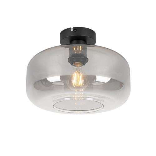 Chytré stropní svítidlo černé s kouřovým sklem vč. WiFi A60 - Bizle