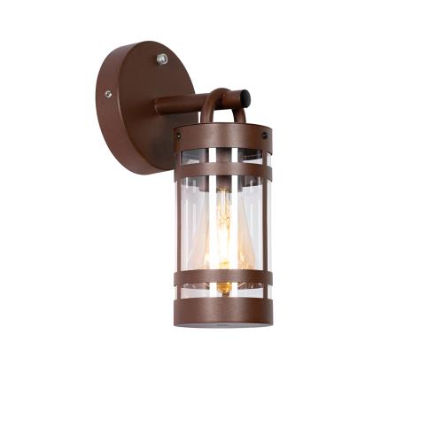 Venkovní nástěnné svítidlo rezavě hnědé IP44 se senzorem soumraku - Ruben