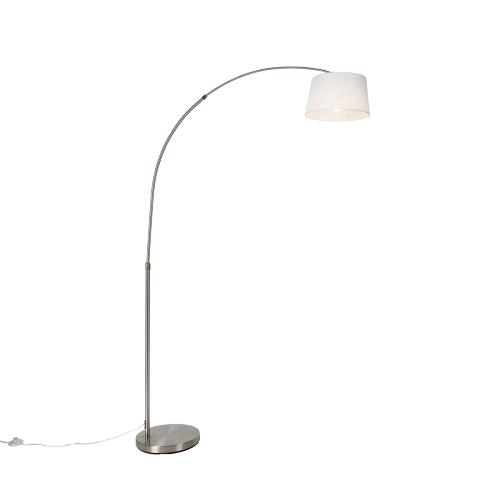 Chytrá oblouková lampa ocelová s bílým textilním stínítkem vč. WiFi A60 - Arc Basic