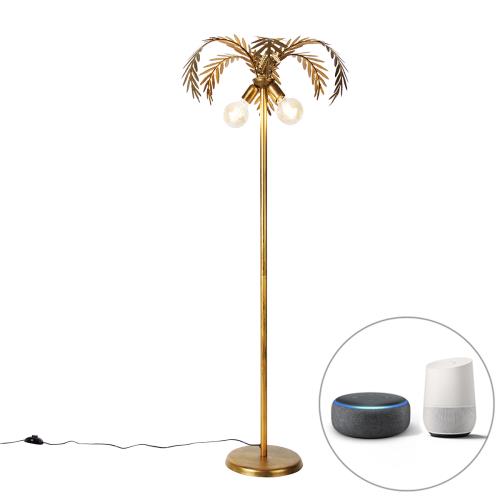 Chytrá stojací lampa zlatá 156 cm vč. 2 Wifi G95 - Botanica