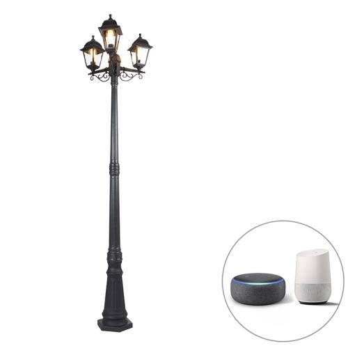 Chytrá lucerna černá 3-světlo IP44 vč. Wifi ST64 - Capital