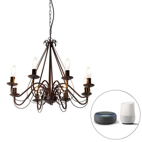Chytrý lustr rezavě hnědý 8-světlo vč. Wifi B35 - Giuseppe