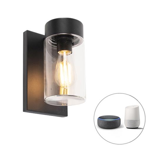 Chytré venkovní nástěnné svítidlo černé IP44 vč. Wifi ST64 - Jarra