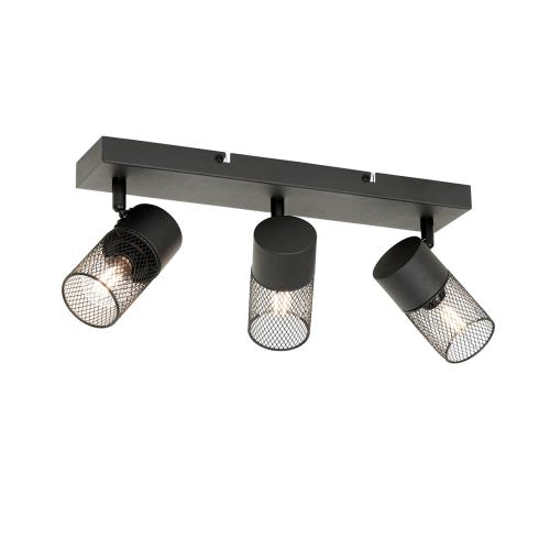 Průmyslové stropní bodové světlo černé 3-světlo nastavitelné - Jim