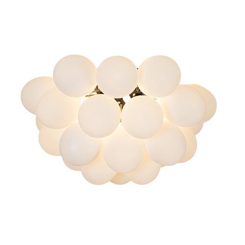 Stropní svítidlo v art deco stylu černé s opálovým sklem 6-světlo - Uvas