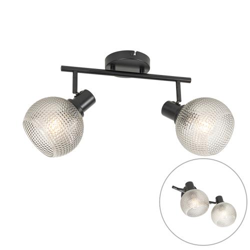 Designové bodové světlo černé s kouřovým sklem 2-světlo - Chico