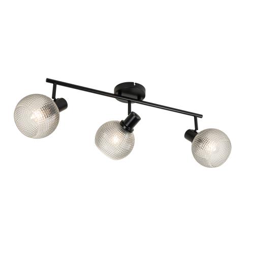 Designové bodové svítidlo černé s kouřovým sklem 3-světlo - Chico