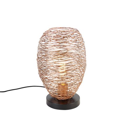 Designová stolní lampa měděná s černou 30 cm - Sarella