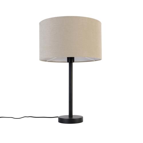 Moderní stolní lampa černá sbouclé stínítkem světle hnědým 35 cm - Simplo