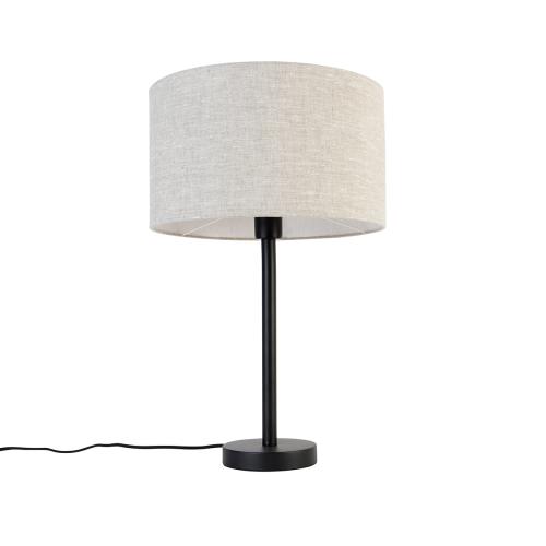 Moderní stolní lampa černá s bouclé stínítkem světle šedá 35 cm - Simplo