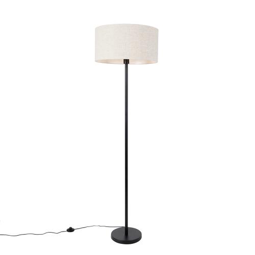 Stojací lampa černá ssvětle šedým stínítkem 50 cm - Simplo