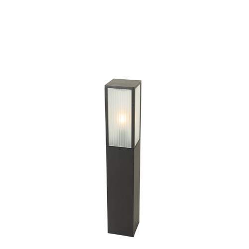 Stojací venkovní lampa černá sžebrovaným sklem 80 cm IP44 - Charlois