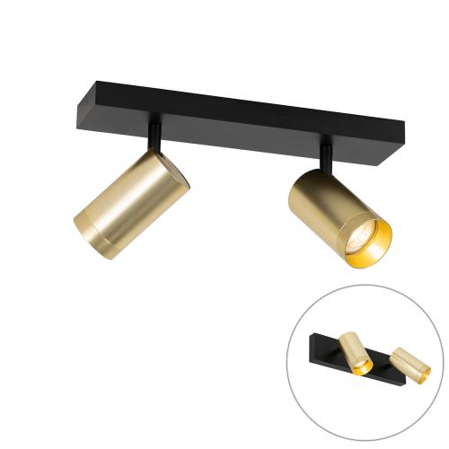 Stropní bodové světlo černé se zlatem nastavitelné 2-světlo - Jeana Luxe