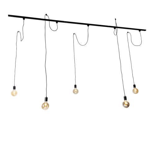 Moderní kolejnicový systém s 5 závěsnými světly černý 1-fázový - Iconic Cavalux