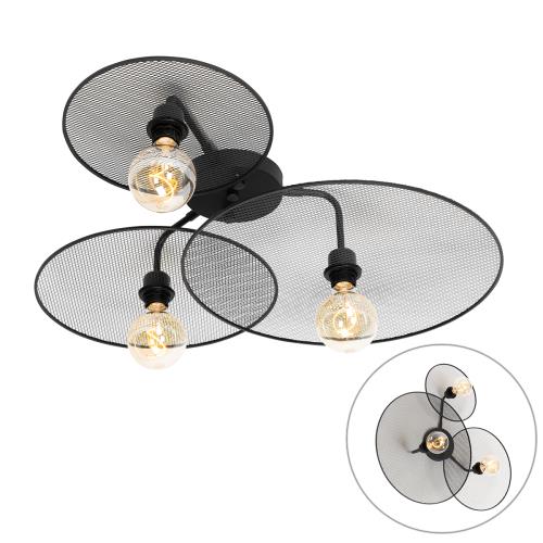 Designová nástěnná lampa černá spletivem 3-světlo - Jane