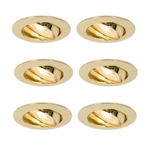 Sada 6 vestavných bodových svítidel mosaz GU10 35 mm - Edu