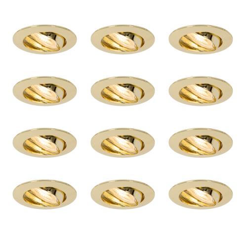 Sada 12 vestavných bodových svítidel mosaz GU10 35 mm - Edu