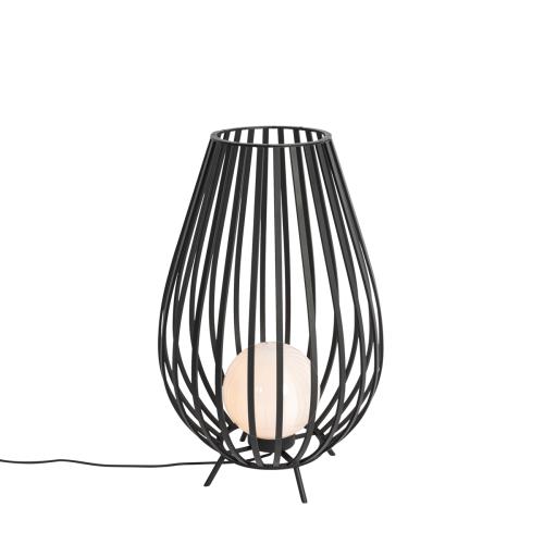 Designová stojací lampa černá s opálem 70 cm - Angela