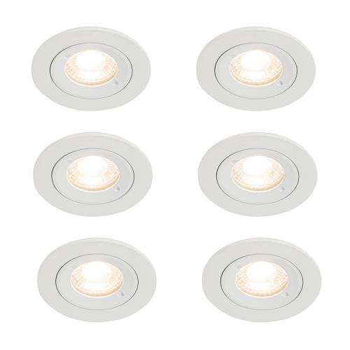 Sada 6 bílých kulatých zapuštěných bodových svítidel GU10 50 mm IP44 - Xena