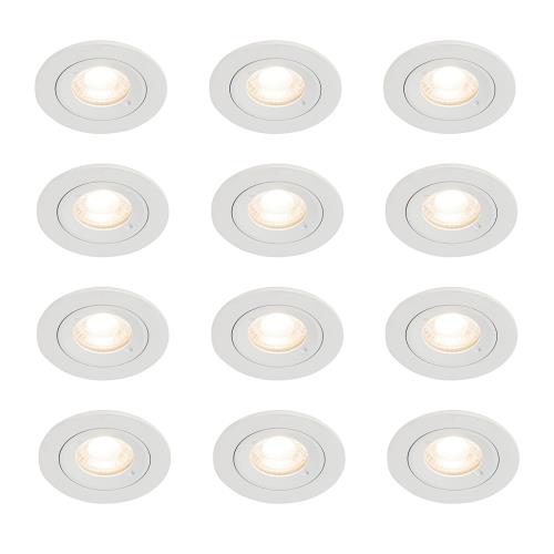Sada 12 bílých kulatých LED bodových svítidel GU10 50 mm IP44 - Xena