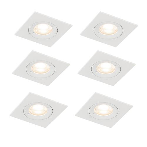 Sada 6 vestavných bodových svítidel bílých čtvercových GU10 50 mm IP44 - Xena