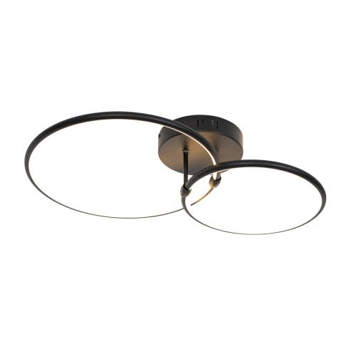 Stropní lampa černá vč. LED 3-stupňové stmívání 2-světlo - Joaniqa