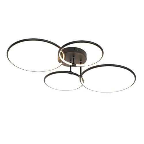 Stropní svítidlo černé vč. LED 3-stupňové stmívatelné 4-světlo - Joaniqa