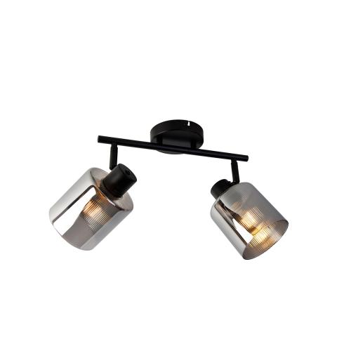 Stropní bodové světlo černé s kouřovým sklem 2-světlo nastavitelné - Laura