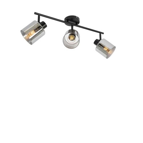 Stropní bodové svítidlo černé s kouřovým sklem 3-světlo nastavitelné - Laura