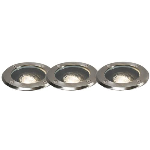 Sada 3 venkovních bodových světel do země ocel nastavitelné IP65 - Delux