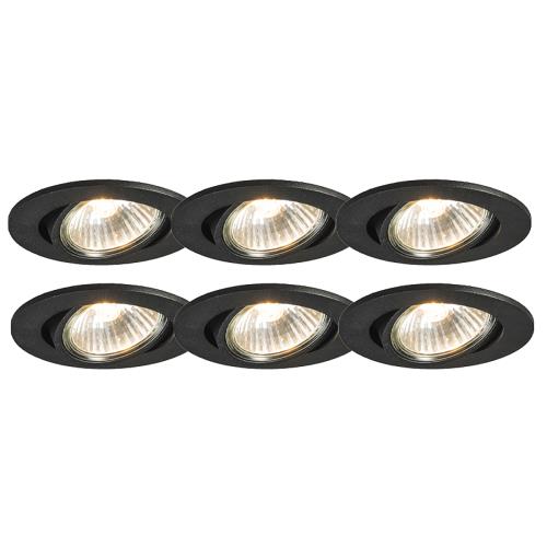 Sada 6 zapuštěných bodových světel černých otočných - Cisco