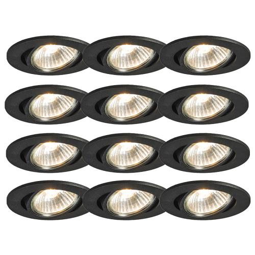 Sada 12 zabudovaných bodových světel černých otočných - Cisco