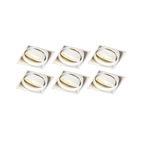 Sada 6 zapuštěných bodových světel bílých GU10 naklápěcích bez rámečku - Oneon