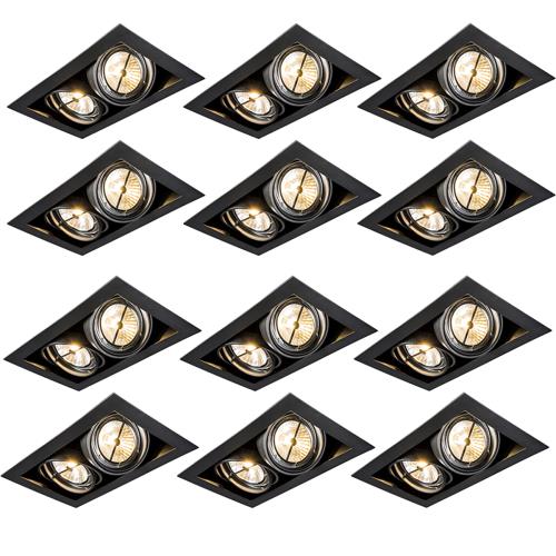 Sada 12 zapuštěných bodových světel černých AR111 nastavitelných 2-světlo - Oneon