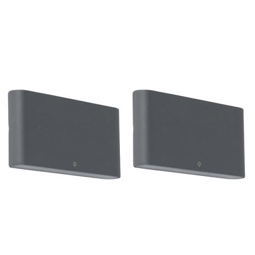 Sada 2 venkovních nástěnných svítidel tmavě šedá 17,5 cm vč. LED - Batt