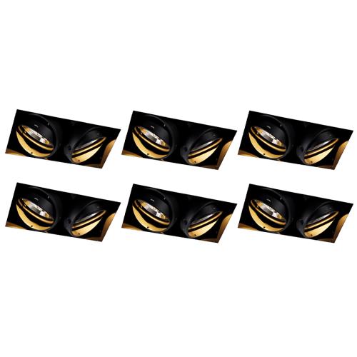 Sada 6 zapuštěných bodových světel černých GU10 AR111 bez rámečku 2-světlo - Oneon