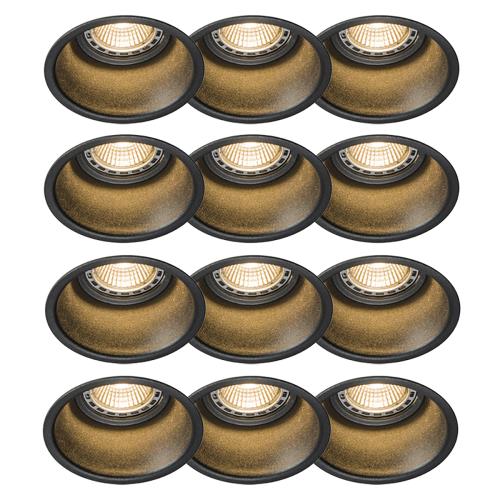 Sada 12 moderních zapuštěných bodových světel černých - Dept